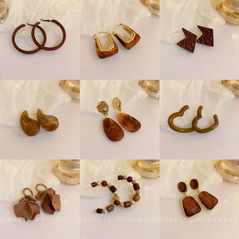 Brown Feather Heart Drop Earrings - view 3