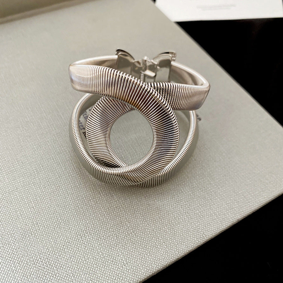 Metal Crossed Open Cuff Bracelet - view 12