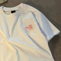 white short-sleeved xinjiang pure cotton men's t-shirt summer korean style trendy men's loose round