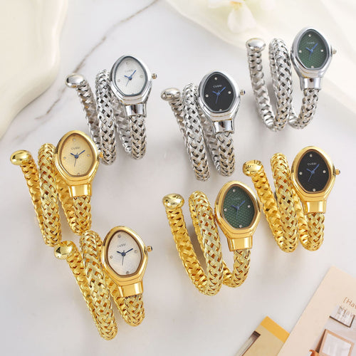 Overseas Bestseller Export Watch In Stock Supply Woven Cross Band Snake Head Bangle Watch Women Light Luxury Niche