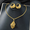 Overseas Dubai Middle East 18K Gold Geometric Net Form Pendant Jewelry Set Saudi Women Necklace Earrings Set Women
