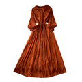Retro Palace Style Lantern Sleeve Dress, Crochet Embroidery Fitted Long Dress