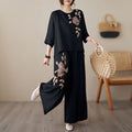 Summer Hong Kong Fashion Linen Cotton Embroidered Heavy Pants Set
