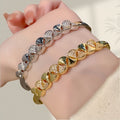 EU/US Import New Bestseller Fashionable Silver Apricot Design Mini Set Cubic Zirconia Bangle Women Light Luxury Premium Export Jewelry Item
