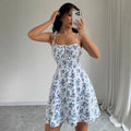 Women's Floral Square Neck Strappy Mini Dress