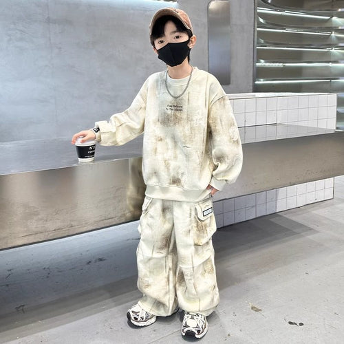 Boys' Tie-Dye Hoodie Sports 2-Piece Set