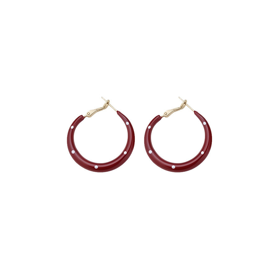 Vintage Enamel Polka Dot Hoop Earrings - view 5