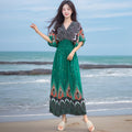 Women's Summer Chinese French Short Sleeve V-Neck Printed Dress + Skirt 2026 - 1-1#