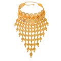 Overseas Middle East Gold Plated Flower Round Cutout Long Style Necklace Earrings Set Dubai Bride Wedding Jewelry