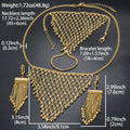 Amazon Overseas Fashionable Western 18K Gold Net Form Fringe Necklace Bracelet Set Earrings Ring Banquet Set
