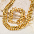 Overseas Dubai Gold Accessory Large Link Chain Statement Cuban Chain Necklace Bracelet Set Real Sky Plated Copper Gold Plated