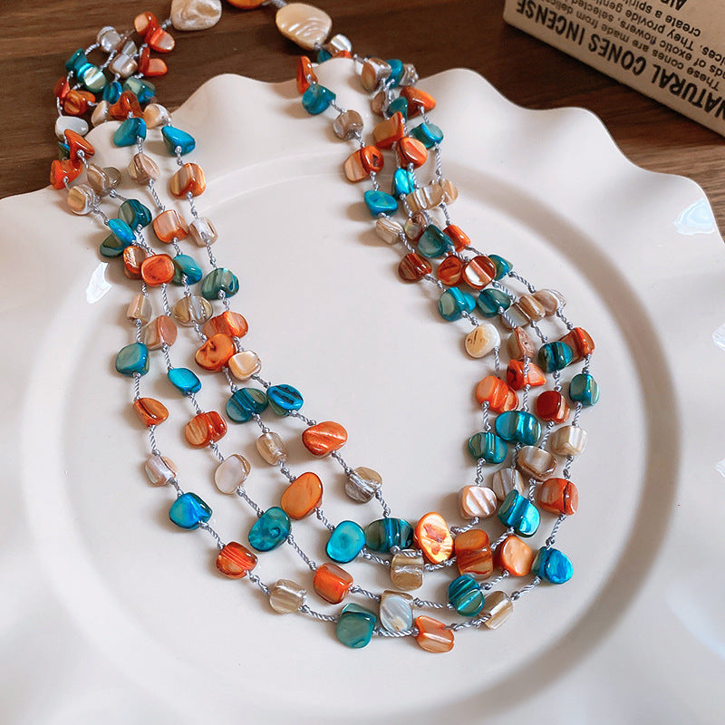 Vintage Double-Layer Shell Beaded Necklace - view 12