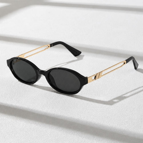 New Oval Round Small-Frame Women Sunglasses Premium Overseas Metal Temple Sunshade Glasses Men Outdoor Out Travel Sunglasses