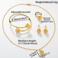 Overseas Dubai Gold 18K Star Cutout 3D Necklace Bracelet Set Earrings Ring Middle East Women Banquet Set