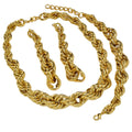 EU/US Import Hot Sale Personality Statement Rope Chain Stripe Thick Hip-Hop Breeze Copper Tube Twist Necklace Bracelet Set Earrings Set