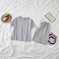 Summer Korean Casual Petite Short Sleeve Wide Leg Pants 2-Piece Set