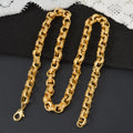 Western Thickened 3D Necklace Coated 18K Gold Long Wall Pattern Band Mutual Clasp Bracelet Necklace Set Overseas Wholesale