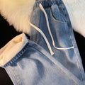 Fall-Winter Petite Lined Elastic Wide Leg Straight Leg Pants