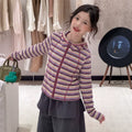 Girls' Rainbow Striped Hooded Cardigan Set - Diaper Look Pants