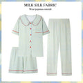 Women's Summer Japanese Short Sleeve Cardigan + Pants 3-Piece Set 2026 - 3-Piece Set Cardigan Apricot