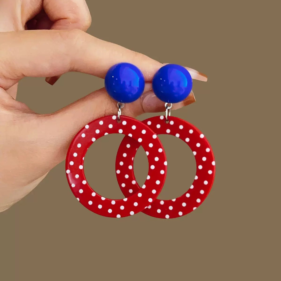 Vintage Color-Block Round Stud Earrings - view 3