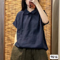 Summer Korean Youthful Linen Mini Flutter Sleeve Peter Pan Collar Loose Shirt