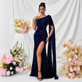 Women's One-Shoulder Sequin Evening Gown Party