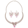 Sweet Dream Satin With Gentle Super Glitter Crystal Bow Jewelry Set Wedding Banquet Choker Light Luxury Niche Necklace