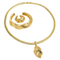 Overseas Middle East Jewelry Bead Collar Necklace Teardrop Shape Pendant Long Wall Grain Necklace Earrings Set Ring Bangle Set Women