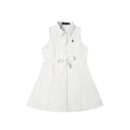 Ralph Style Small Logo Embroidered Sleeveless Collar Dress