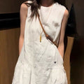 White Embroidered Sleeveless A-Line Short Dress for Petite Women