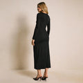 Women's Retro Metal Button Side Slit Black Dress