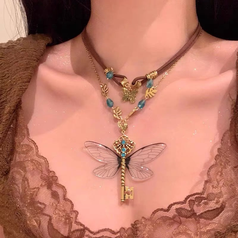 Vintage Punk Rhinestone Metal Necklace - view 2