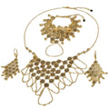 Overseas Western Bestseller Fashionable Simple Four Leaf Clover Fringe Bracelet Ring One-Piece Necklace Earrings Set Women Set