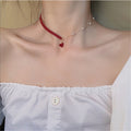 2025 New Korean Country Short Small Red Heart Simple Elegant Influencer Heart Necklace Pendant Factory Wholesale N5556