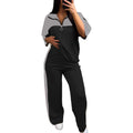 Spring-Summer Sporty Casual Wide Leg Pants 2-Piece Set