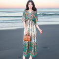 Women's Summer Chinese French Short Sleeve V-Neck Printed Dress + Skirt 2026 - 1-1#