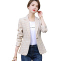 Women's Fall Chanel-Style Korean Plaid Cropped Blazer 2026 - Pink