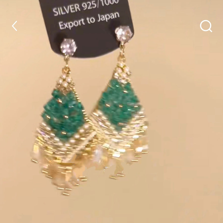 Bohemian Shell Bead Tassel Earrings - view 3