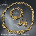 Western Jewelry Set Geometric Round Band Mutual Clasp Pair Band Necklace Bracelet Set Earrings Set Women Fashionable Versatile