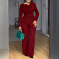 Fall Casual Fashion Waist-Tie Flared Pants + Top Set