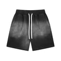 ARTIE Men's Retro Pure Cotton Spray-Dye Distressed Washed Loose Fit Shorts