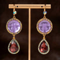 Vintage Purple Moen Smiley Pendant Elegant Crystal Relief Accessory Set Rhinestone Stone Necklace