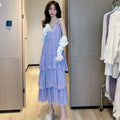 Sweet White French Camisole Dress, Petite Cake Style Long Dress