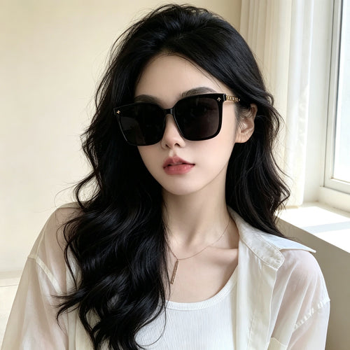 Polarized Women Sunglasses Summer Sun-Proof Sunshade Premium Metal Chain Big Frame UV-Proof Driving Men Sunglasses