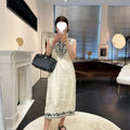 Cotton Linen Embroidered Sleeveless Casual Long Dress, Summer Vacation