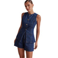 Spring-Summer Fashion Sleeveless Waist-Tie High Waist Loose Shorts Set