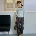Girls' Kitty Print Tee & Lace Waist Cargo Pants Set