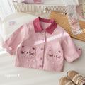 Girls' Cartoon Kitty Patch Pocket Denim Jacket