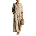 Casual Linen Cotton Wide Leg Pants + Shirt Set